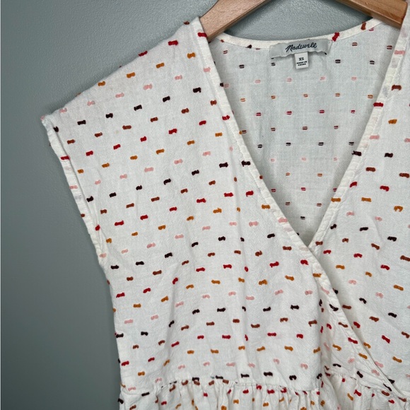 Madewell Peplum Crossover Top in Rainbow Clipdot - Picture 5 of 13